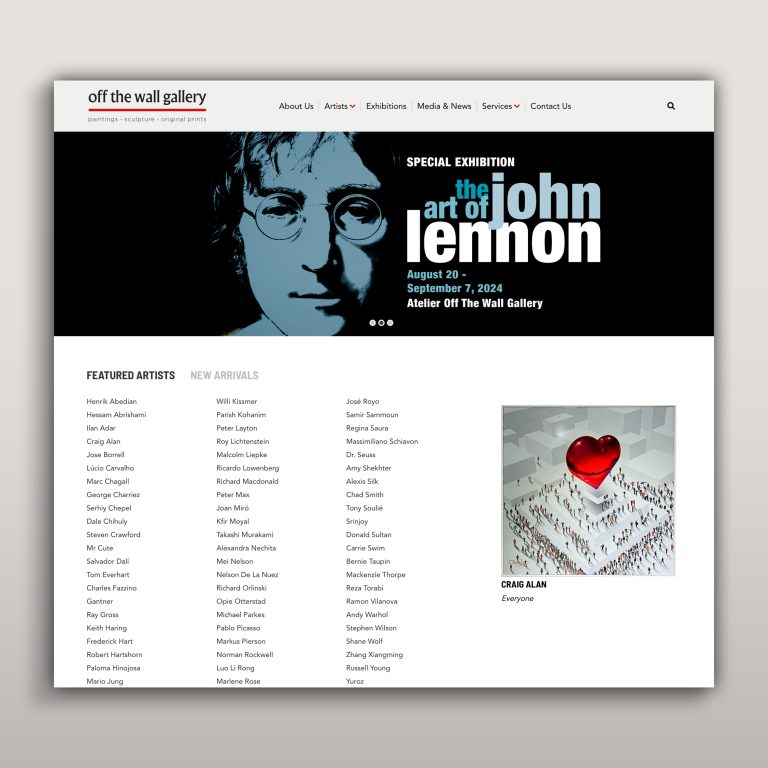 Off The Wall Gallery Houston website design